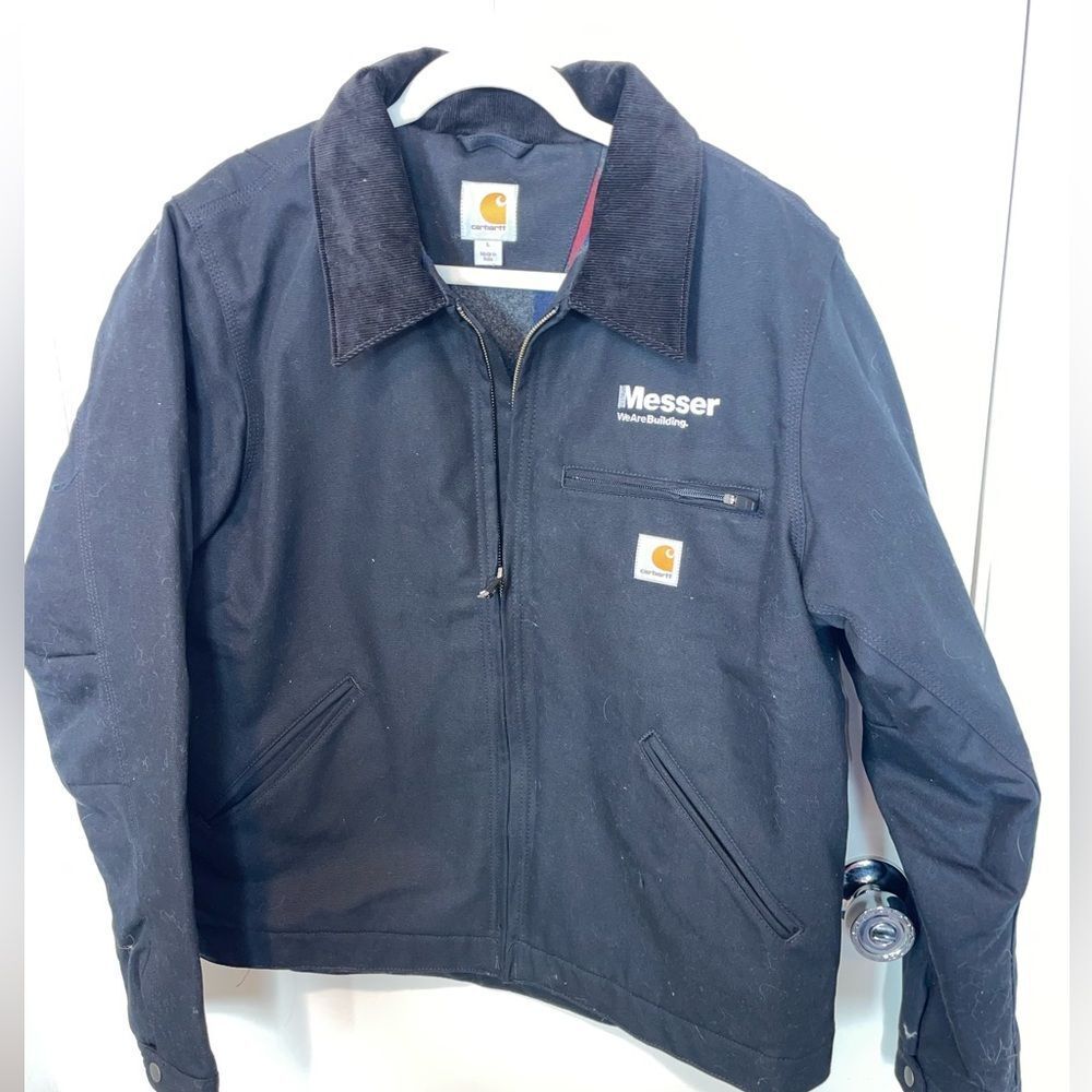 New Carhartt DUCK Detroit JACKET coat black blanket lined work utility sz L